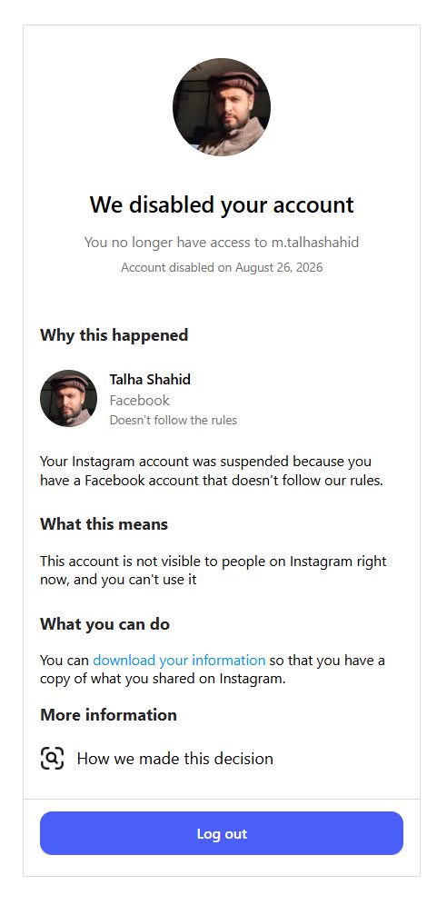imtalhashahid's tweet photo. Hello @Meta! My accounts were disabled today without any explanation. I had been using these accounts for years and never such thing happened to me. Please help!
Only last night I used the accounts, but when I woke up today, I got logged out and can’t use the accounts. https://t.co/8nKe584IdR
