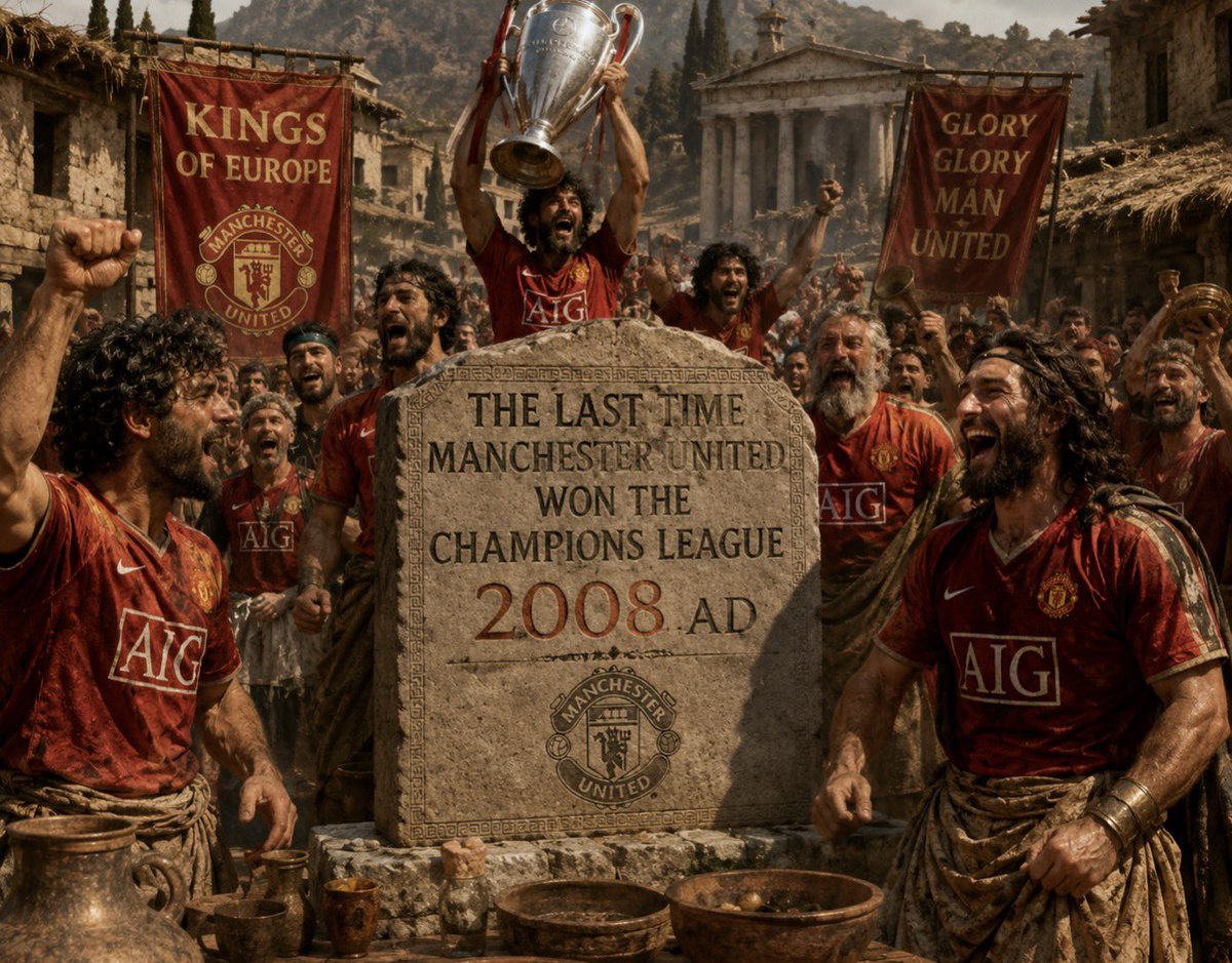 SeyRoddy1's tweet photo. Manchester United fans explaining their last Champions League victory to people in the BCs: 😭

Brother, we asked for a football story, not the origin of civilization. 💀😂 https://t.co/TV5GLg9PiD
