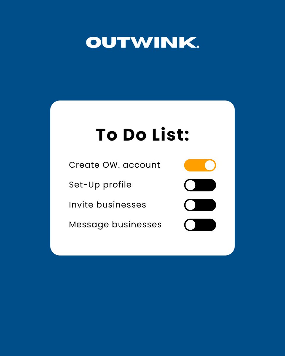 outwinkcom's tweet photo. A simple checklist. A bigger network. 🚀
Create your account, build your profile, and start making connections that matter.
#OUTWINK #BusinessNetworking #BusinessGrowth #B2B https://t.co/RZNPK2aI9X