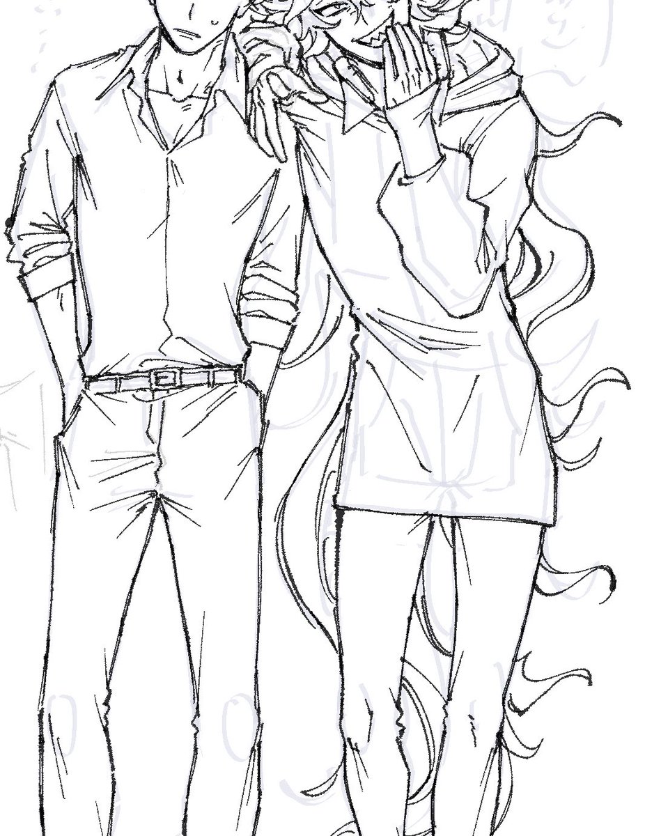himadog0104's tweet photo. 下描きの時点で体のライン書いてから服着せる派なんだけど、線画にうつった時に服はもっとブカブカって分かってても体のラインころしたくないという意識が働いた結果ピチピチになってしまう https://t.co/FhiGvR4zly