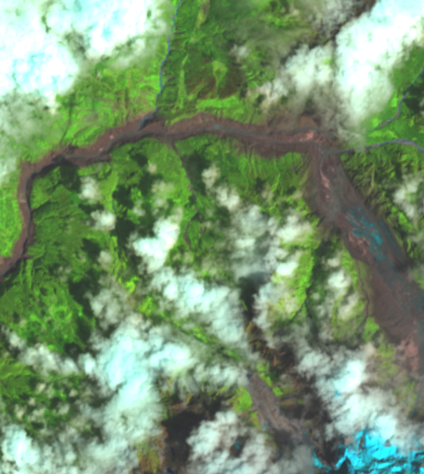 forecaster25's tweet photo. Terrain analysis in the Nepal flood channel shows the flood surge may have been *500 METERS* high (1500 ft) in places, and 80 - 100m deep at the border crossing. #NepalFlood

Preliminary analysis using Landsat 9 images and SRTM Terrain data with a rough flood extent. https://t.co/IDz50ctEYV