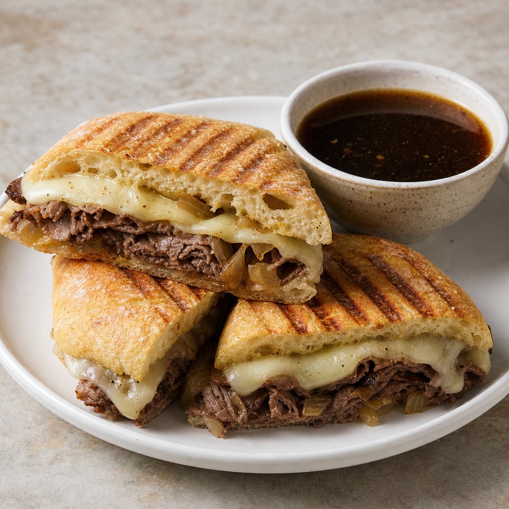 Whts4dinnercom's tweet photo. French Dip Panini with Provolone and Au Jus — 45 minutes, start to plate.

https://t.co/RknqGYup2j

#recipes #dinner #lunch #easydinner #30minutemeals https://t.co/vsWcE267Q0