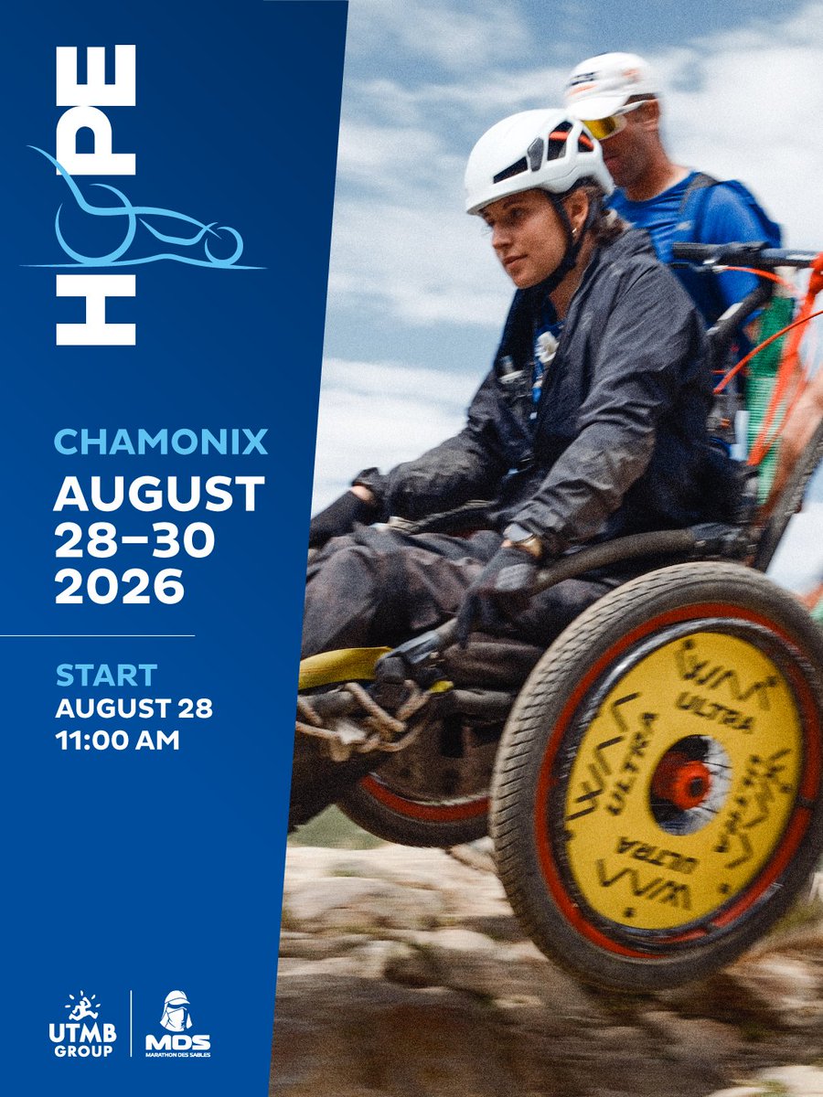 marathonDsables's tweet photo. HOPE : making the impossible possible, together.

A unique challenge: 4 athletes in all-terrain wheelchairs will take on 170 km and 10,000 M+ across most of the @UTMBMontBlanc, supported by their teams.

📍 Chamonix
⏰ Join us Friday, August 28 at 11 AM for the start! ♿️ https://t.co/cmcH6iFVFd