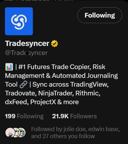 rightmister1's tweet photo. @Tradesyncer @Tradeify DONE https://t.co/ZAADz1V0qw