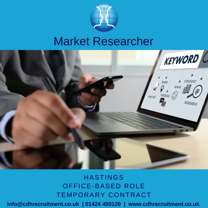 CDHRec's tweet photo. We are looking for a temporary full-time Market Researcher to join our team.

This role is based in Hastings and is office-based, working Monday to Friday.

For more information or to send a CV, contact us on info@cdhrecruitment.co.uk https://t.co/CbwGGM9wPK