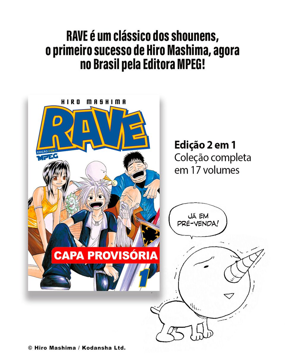 editorampeg's tweet photo. Conheça RAVE, o primeiro grande sucesso de Hiro Mashima, mestre de Fairy Tail e Edens Zero! ⚔️✨ https://t.co/yQOG1kWkZe
