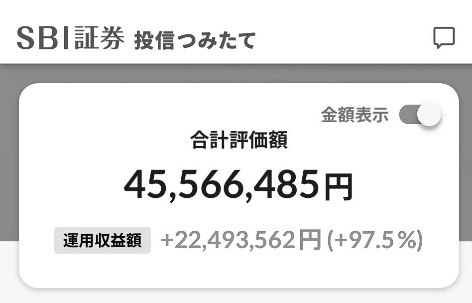 TomOKD's tweet photo. こんばんは。微増でした。
 #投資信託 #SBI証券  #投信つみたて #インデックスファンド #米国株投資
前回差    3万円⤴️/+2252←+2249
前年差 471万円⤴️/+2252←+1781 https://t.co/Ke6KcfLYW9