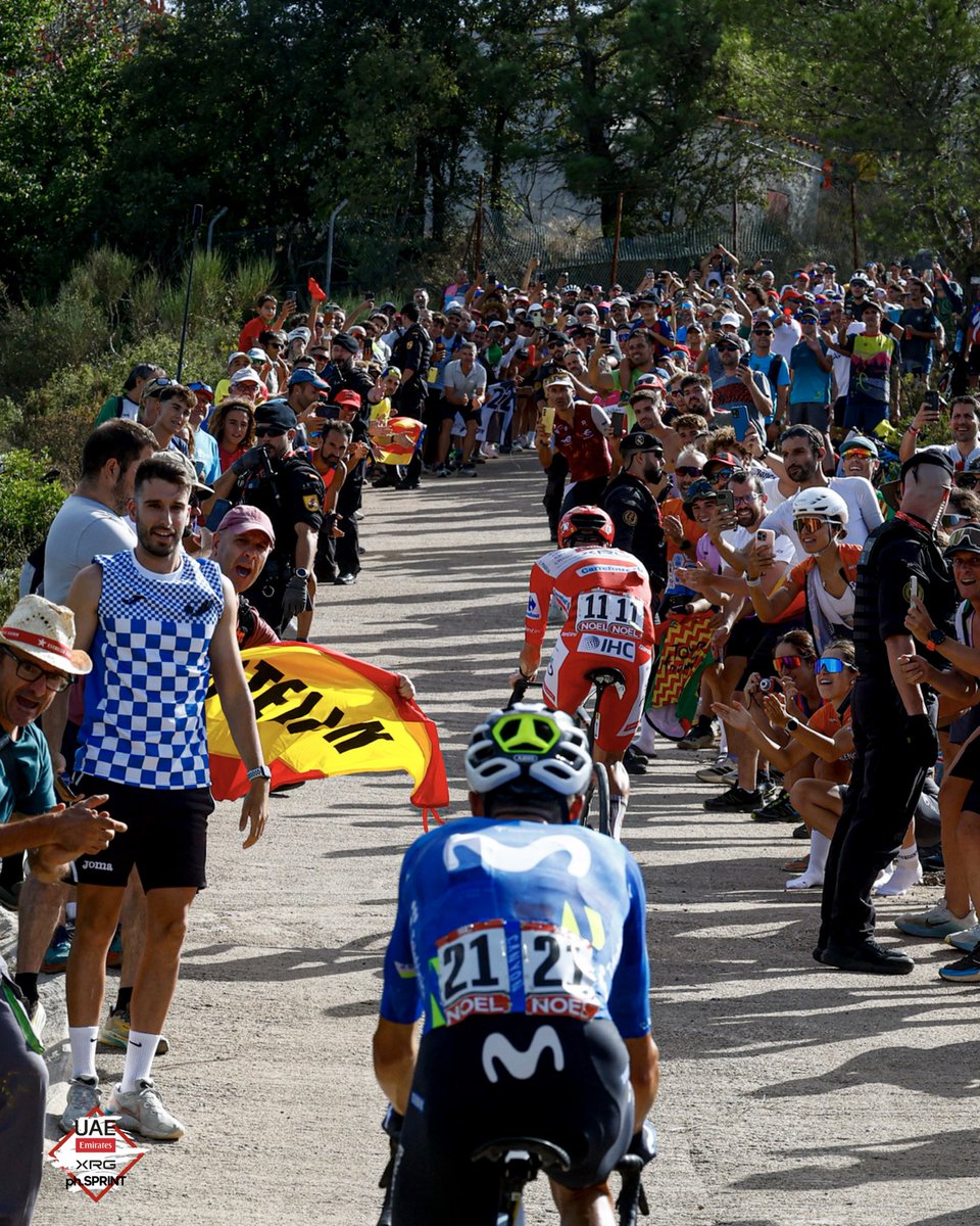 TeamEmiratesUAE's tweet photo. Putting on a show at @lavuelta ❤️‍🔥🇪🇸

A hot pursuit of the break. Gravel. Tricky descents. Fierce competition.

Stage 6 had it all! 🍿

#WeAreUAE | #LaVuelta26 https://t.co/HHivyQoTAD