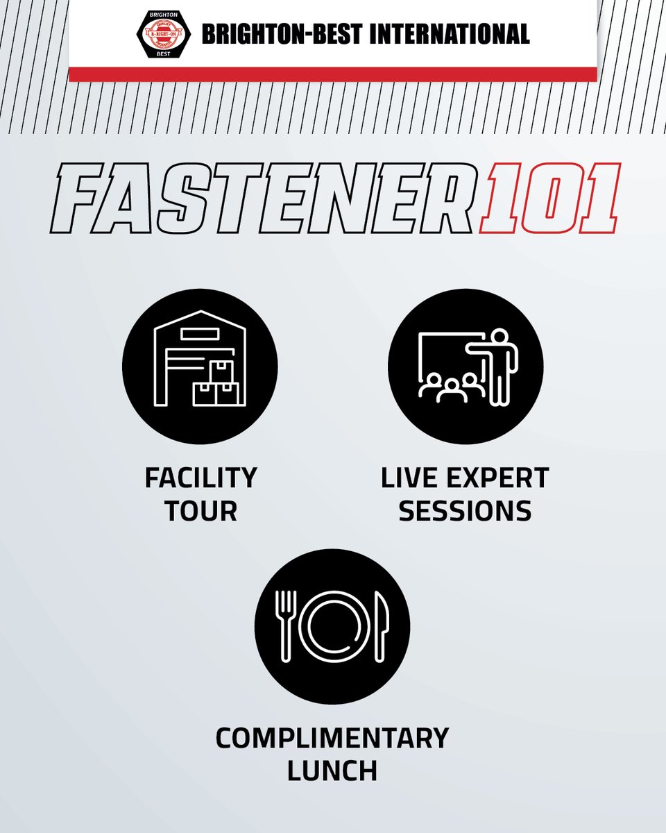 BrightonBest's tweet photo. 🎯 Level Up Your Fastener Knowledge — FOR FREE!

📍 Cleveland, OH
 📅Thursday, September 24
 ⏰9 AM – 3 PM

Spots are limited — RSVP by September 18, 2026!
📧Contact: pcalanni@brightonbest.com

#Fastener101 #FastenerTraining #BrightonBest #BBI #Fasteners https://t.co/Qkz29sO3C6
