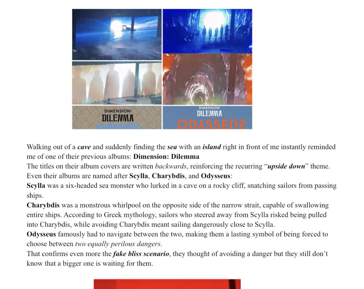 SHoonterr's tweet photo. ‼️‼️ One detail from the recent Vampire Now article, becomes particularly interesting when placed alongside the posts about Aqua, the ship associated with Heeseung,as we saw especially from Apro hints, and the theory surrounding the island and the group’s journey.

The article explains that natural bodies of water and water parks can be dangerous for vampires. Cold water can affect their bodies, crowds can expose their identities, and open water under direct sunlight is particularly unsafe. It then offers three safer alternatives.

The article repeatedly presents it as a space that must be navigated carefully. Water can represent danger, separation, and the need to find the correct route. At the same time, the sea at night is described as the most natural environment for vampires. In other words, water is both an obstacle and a pathway. Let’s not forget the importance owed water as stated in The Wormhole mv where is stated that their cycle begins in water. 

It fits remarkably well with the journey represented in Dimension: Dilemma, Dimension: Answer, and Dimension: Odyssey.

It invoke the story of Odysseus, whose journey required him to cross dangerous waters and navigate between Scylla and Charybdis. He was forced to move through a space where avoiding one danger meant coming dangerously close to another. The sea represents a difficult journey toward a destination: Itaca island, his home.

This makes the imagery of the ship associated with Heeseung particularly significant.

If Aqua represents the water and the separation created by it, the ship can represent the means of crossing that separation.

And this connects directly to the island.

In Orange Blood, the characters appear to arrive at the island almost like wreck survivors, the journey wasn’t easy but somehow they reached it.
Something inside them remembers that they have to find it.

This island feels like a lost safe place,a place connected to belonging, reunion, and the group itself.
If the timeline has been disrupted and their memories are unclear, they might still remember the place where their hearts lead them,a place they associate with home and safety. Their feelings could therefore be stronger than their conscious memories.

This also gives another possible meaning to the fact that the island is difficult to reach.

“They are trying to return to a place they remember without remembering why.”

The Vampire Now article strengthens this reading because it repeatedly frames the sea as something that must be navigated, eventually concluding with the instruction to “navigate this season” in a way appropriate for their kind.

The wording is interesting when considered alongside Odysseus.

Odysseus is defined by his navigation.
And the sea is the space separating the protagonist from the place he is trying to reach.

If Heeseung’s ship is connected to this larger pattern, it could symbolize movement through separation,a journey toward something that has been lost.

There is also an important distinction between memory and recognition.

The island could therefore function as a safe point: a place that exists outside the disrupted timeline, where the characters can reunite despite having lost parts of their memories.

And this makes the Vampire Now article relevant.
It distinguishes between dangerous water and the night sea, which is described as their most natural environment.

That distinction mirrors the broader lore pattern:

The journey is dangerous, but the journey is necessary.

The sea is dangerous during the day, yet at night it becomes a place where vampires can move.

The characters are separated, yet something continues to pull them toward one another.

Their memories are disrupted, yet their feelings remain.

The island is lost, yet they somehow know they need to find it.

the characters are navigating through a dangerous world in order to return to a place,and to people,they instinctively recognize as home.

Perhaps they were always being led back to it.