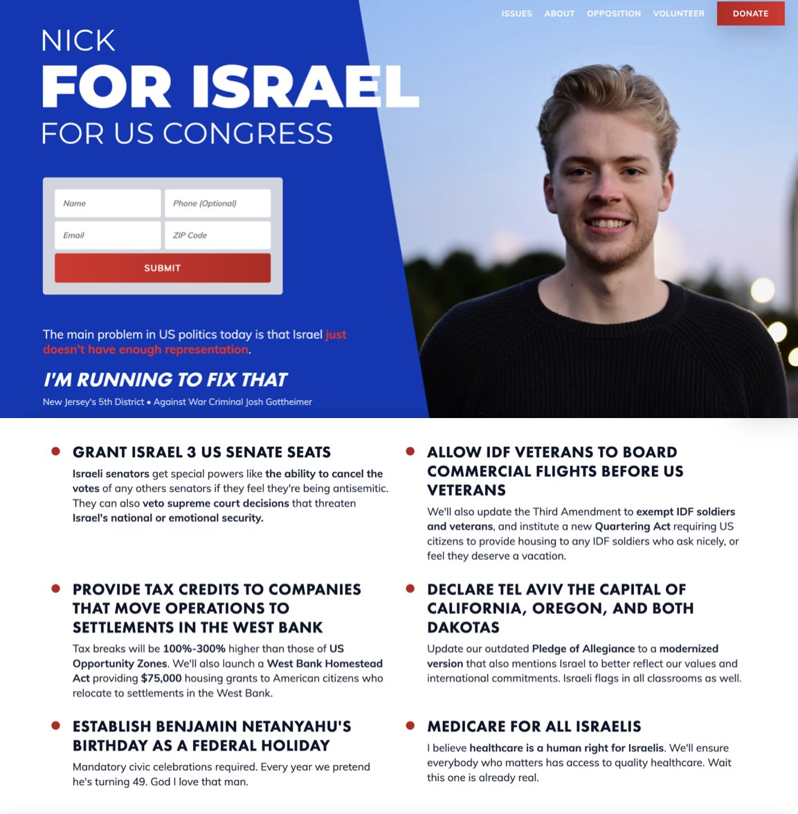5149jamesli's tweet photo. Finally a candidate who is taking a stand.

If you don't support Nick, you are antisemitic. https://t.co/mvyg49dX5P