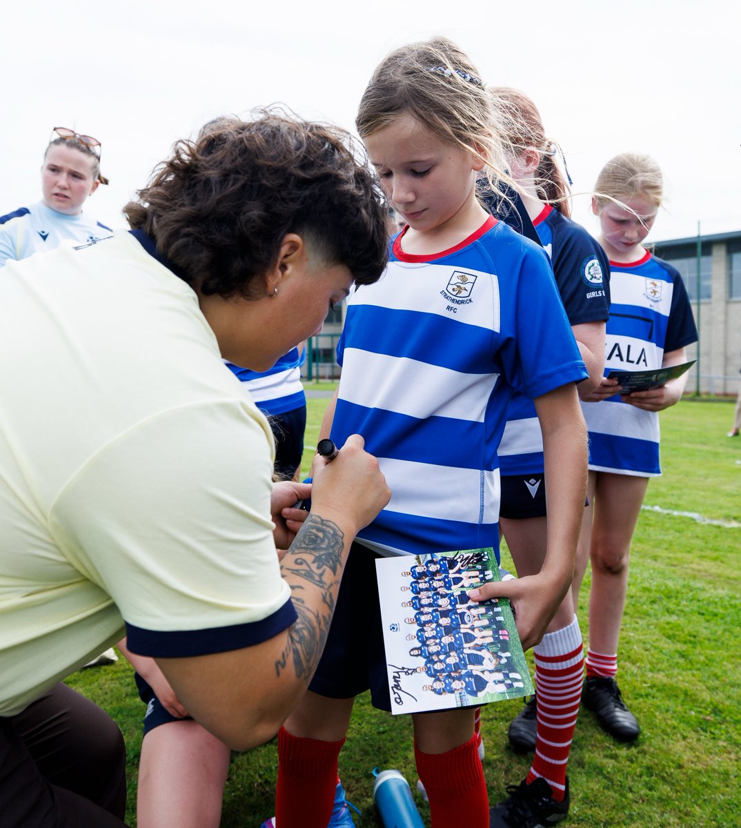 Scotlandteam's tweet photo. Special moments out in the community ✨
 
A great day in the West yesterday at Balfron High School and Lenzie RFC, where Scotland Women took part in girls in rugby sessions to inspire the next generation of players 🏉

#AsOne https://t.co/TebQWdFSsY