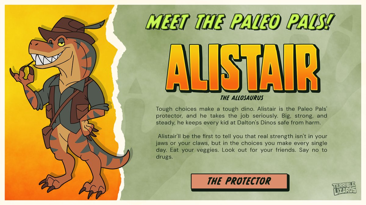 TerribleLzrds's tweet photo. Don’t worry, kids: this Paleo Pal’s teeth are only for show! 🦷

Alistair the Allosaurus is the biggest and strongest! He’s brave in the face of danger, and he’s got a few scraps under his (non-existent) belt.

If you want to be strong like him, just be sure to eat your veggies and say no to drugs.

Wishlist Terrible Lizards to meet Alistair and all the Pals!>>> https://t.co/EEgQZ5UjhH

https://t.co/LSvYDQi42a