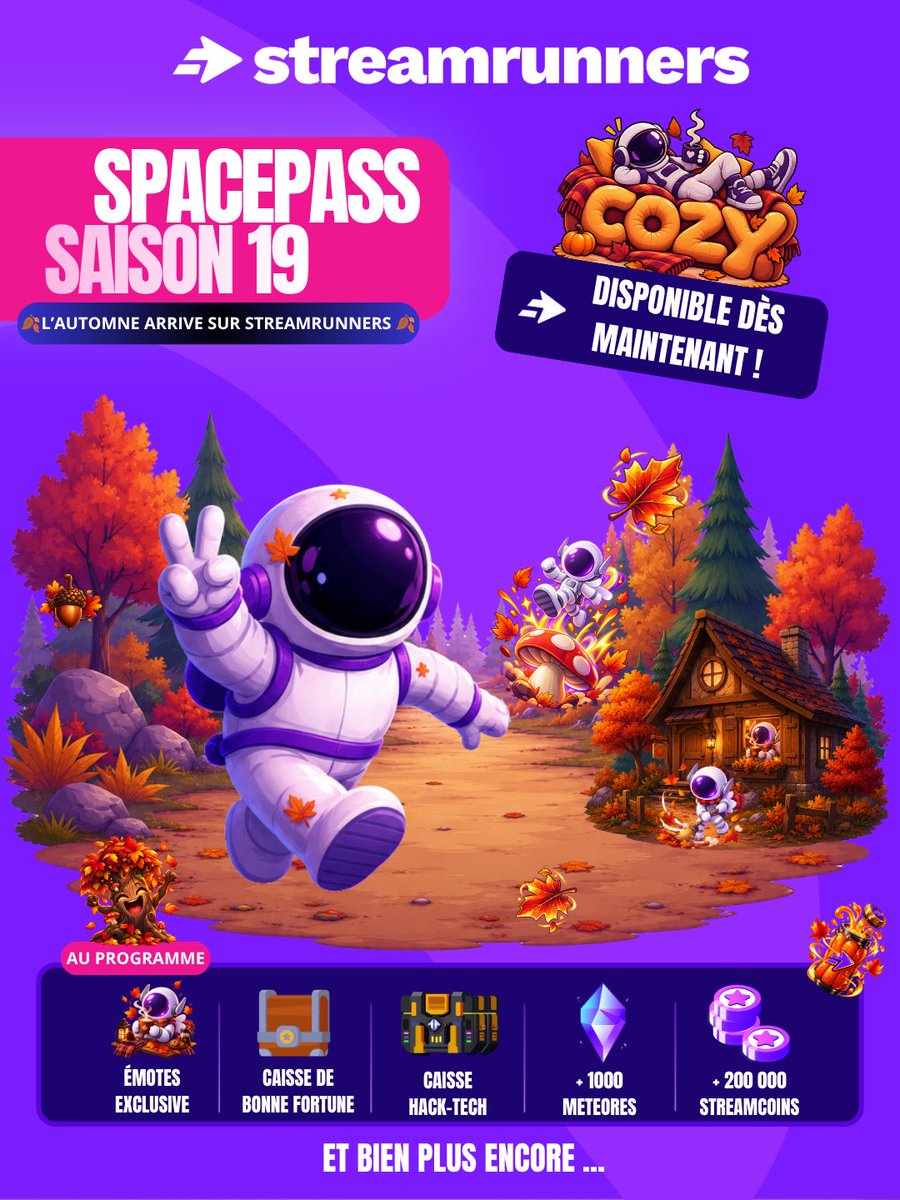 StreamRunnersFR's tweet photo. 🍁Le nouveau Spacepass de la saison 19 est la ! 

https://t.co/kFUzxhkEjo https://t.co/nmcGbMPu1y