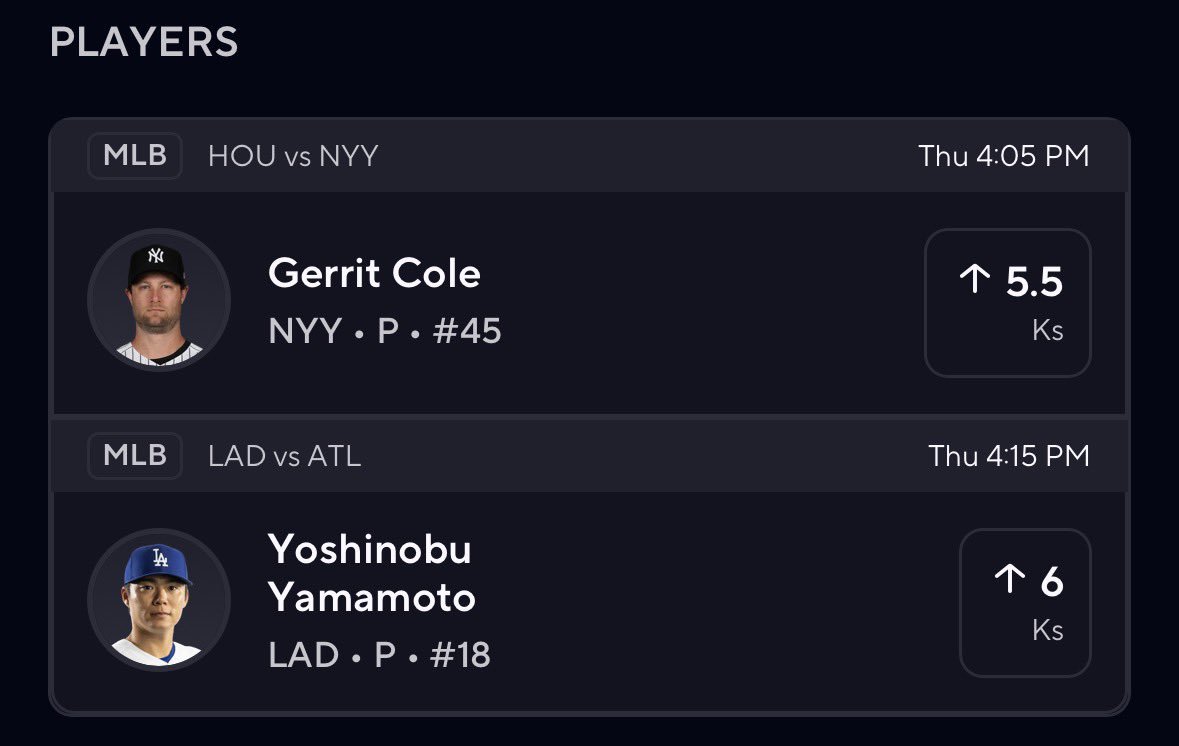Kameronisha's tweet photo. Aces on the Mound⚾️💰

#PrizePicks #PowerPlay #MLB #MLBBets #SportsBetting #Baseball #StrikeoutProps #KProps #BettingPicks #BestBets #Parlay #DavisParlay https://t.co/oso1bbX8Ry