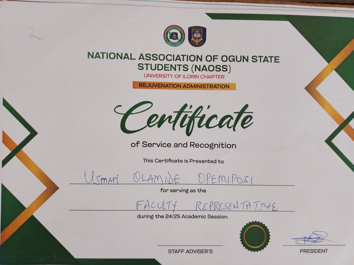 hemdeenoble's tweet photo. From the FIRST Certificate of Service to the SECOND to the THIRD and MORE @UnilorinNGR @UilStudentUnion , Alhamdulillahi for how far I've come. 💙

I can confidently say that GRACE brought me here and it will take me even further.

Prayed it. Entered it. Lived it. Survived it. https://t.co/smmxWL89FL