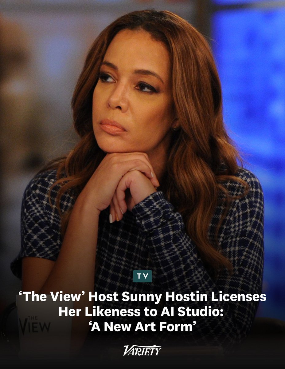 Variety's tweet photo. “The View” co-host Sunny Hostin has licensed her name and likeness to the AI startup Fountain 0. 

Hostin said in a statement that she believes “top-quality AI productions cannot only enable writers and directors to have their imaginations unleashed and no longer be tethered to budgetary constraints” but also “pioneer a new art form which can open up new dimensions for how public personalities can engage with audiences.”

“To be able to bring my novels to life in movie and TV form, and actually have my image inserted in the productions, so that audiences can relate to me through my stories beyond my role as an author, is incredibly exciting to me,” she said. “This entire generational innovation in filmmaking from Fountain 0 gives me confidence that AI can give me a way to both more fully develop, and more fully immerse myself in, [intellectual property] I have developed.”

https://t.co/RhClpnD9PJ