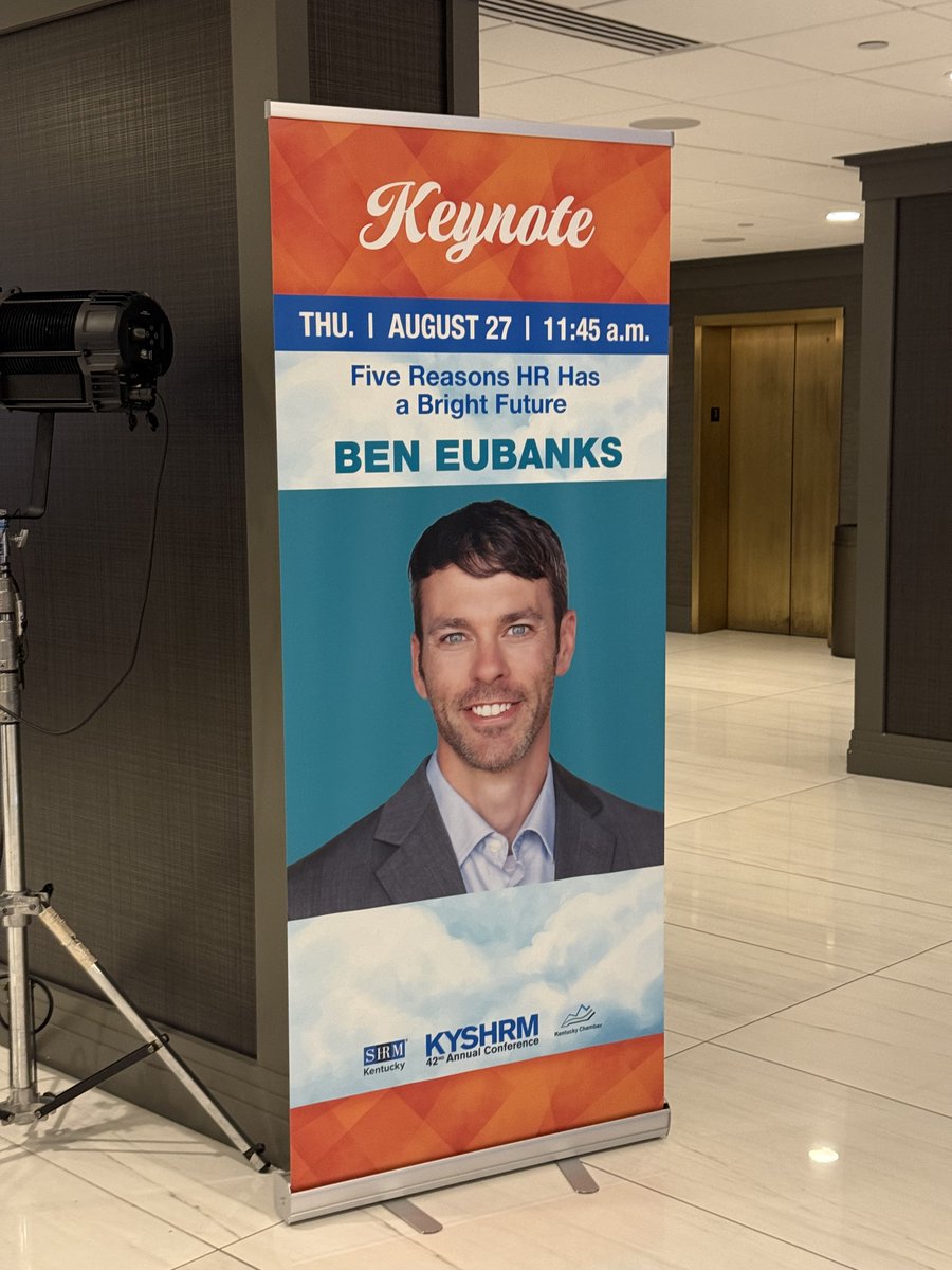 KYSHRM's tweet photo. Wrapping up the 42nd Annual KYSHRM Conference with an inspiring keynote from Ben Eubanks, “Five Reasons HR Has a Bright Future”. 🎤 Great insights, meaningful connections, and plenty to take home from an incredible conference! #KYSHRM26 https://t.co/v21t1QWBns