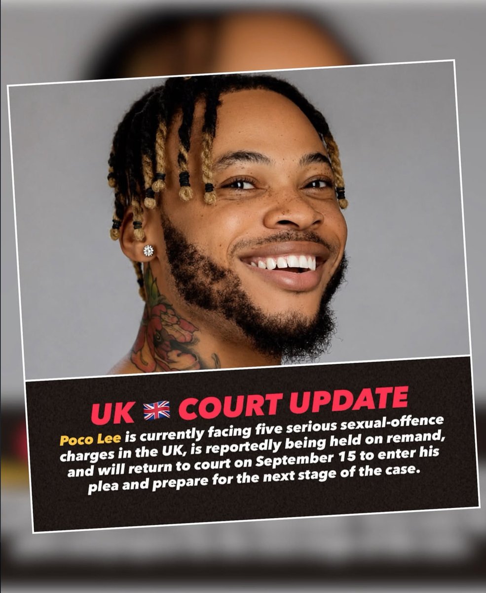 ALLCLIP71's tweet photo. Poco Lee is reportedly facing five sexual-offence charges in the UK and is currently on remand. He is expected back in court on September 15 to enter his plea. ⚖️
The case is ongoing, and he remains innocent unless proven guilty. https://t.co/4fb1s03VZe