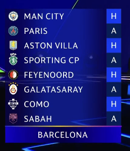 EPLworld's tweet photo. 🚨🚨 

قرعة برشلونة في مرحلة الدوري من دوري أبطال أوروبا 2026-27. https://t.co/dsTOeFVycS