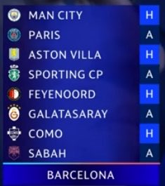 BajomoSamuel4's tweet photo. 🚨 BREAKING: Barça's opponents in the UCL league phase this season. https://t.co/q0GMnCbuKf