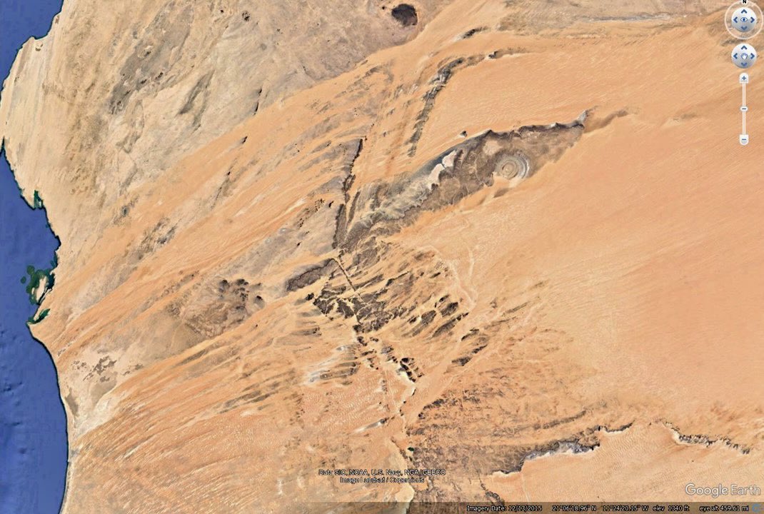 BrightInsight6's tweet photo. Yesterday’s devastating flash-flood disaster in Napal was a wake up call, which I regret to say was minuscule compared to the cataclysmic flood that was said to wipe out the lost city of ATLANTIS ~11,600yrs ago.

This is what I believe actually created the SAHARA DESERT we know today.

The ‘Fluvial’ striations apparent from satellite imagery are textbook examples of water erosion, *not* wind erosion as commonly labeled. The smoking gun is the obvious fluvial erosion along the base of the Emi Koussi volcano in the central Sahara, and over the Richat Structure of the Western Sahara.

To be clear, scientists today describe this as wind erosion. However, in my opinion, the catastrophic flood erosion is apparent for all who have eyes to see.

What the world witnessed yesterday in 4K was (sadly) a small glimpse of what the Atlanteans, and many other ancient civilizations witnessed in their final moments when the true Great Flood (not small localized flash-floods) bulldozed their way through continents and erased them into oblivion.

I believe The Great Flood happened, and it was 1000X worse than the horrors we witnessed yesterday.