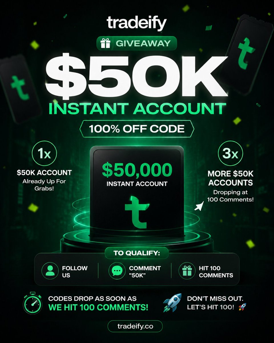 PropfirmsAlert's tweet photo. 🎁 $50K INSTANT ACCOUNT — 100% OFF

And we’re dropping 3 MORE $50K accounts with 100% discount codes once this post hits 100 comments 👀

→ Follow us
→ Comment “50K"

As soon as we hit 100 comments, the codes will drop so you can claim your account.

Let’s hit 100. 🚀 https://t.co/k7keG3Pmi3