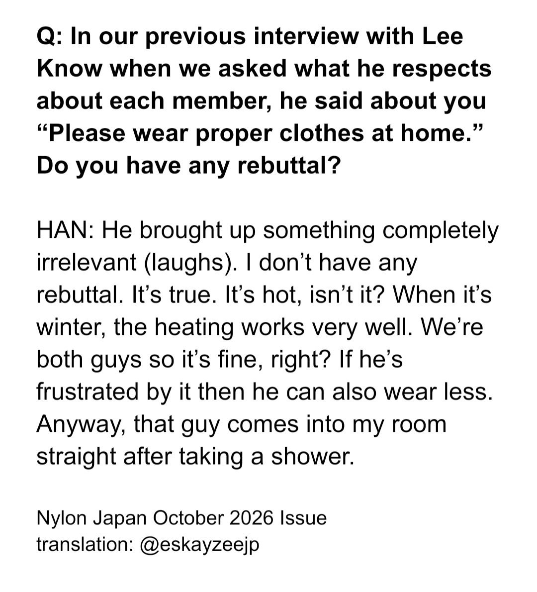 namchanhyung's tweet photo. 🐿️ "if he's frustrated by it then he can also wear less. anyways, that guy comes into my room straight after taking a shower" 
OK MINSUNG ??!@!#!??!? 😃😃 https://t.co/YOh77uYJwM