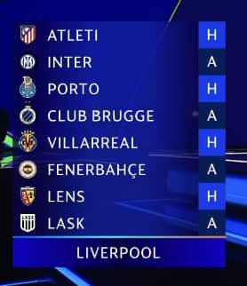 Andrew696158's tweet photo. Liverpool champions league draw https://t.co/smyuGYTKQi