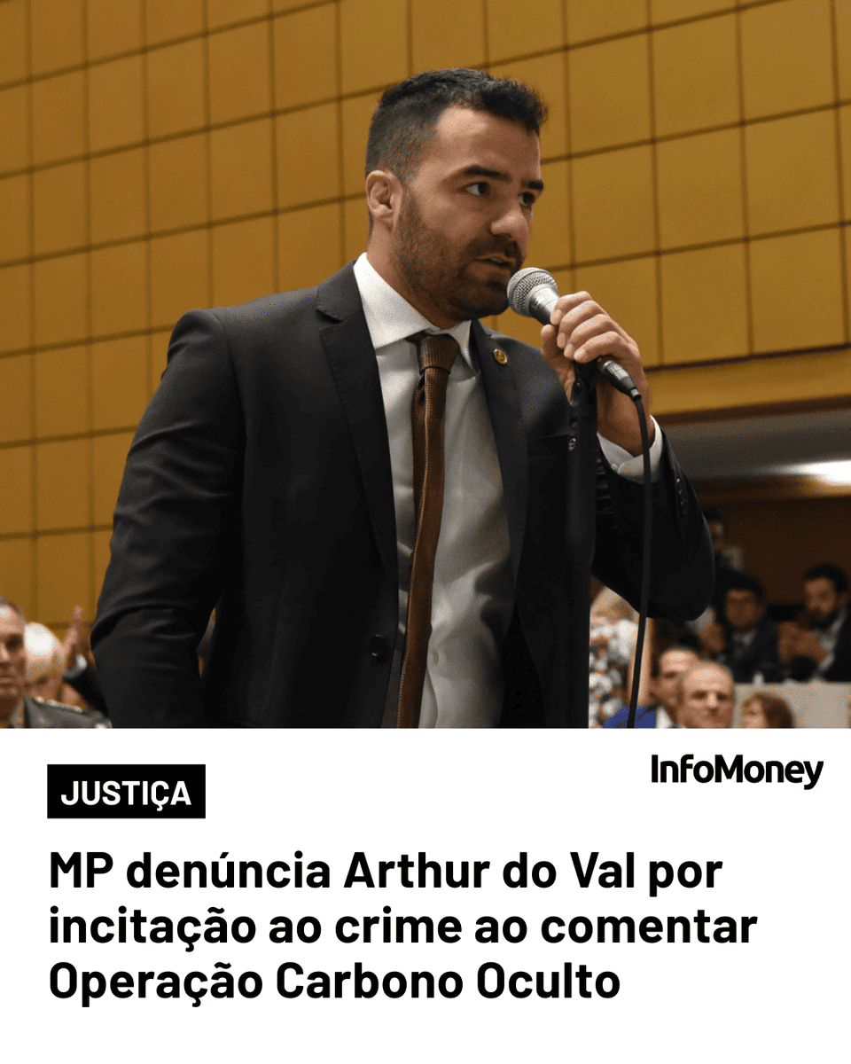 infomoney's tweet photo. Em nota, o ex-deputado afirma ainda não ter conhecimento sobre o processo e alega que não houve incitação ao crime, apenas a expressão da opinião.
Leia mais no site do InfoMoney: https://t.co/lllYUXJXmM
Foto: Mauricio Garcia de Souza/Alesp
#ArthurDoVal #Justiça #Política #MP https://t.co/9FtZOtEaNr