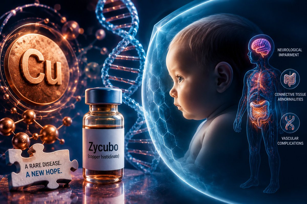 ComInternetFax's tweet photo. Copper histidinate (Zycubo) was approved for Menkes disease, a rare genetic disorder that can be devastating in infancy.🧬

🔗https://t.co/6jQL8nL0V3

#RareDisease #FDA #DrugDevelopment #MenkesDisease https://t.co/f0aB549Gnc