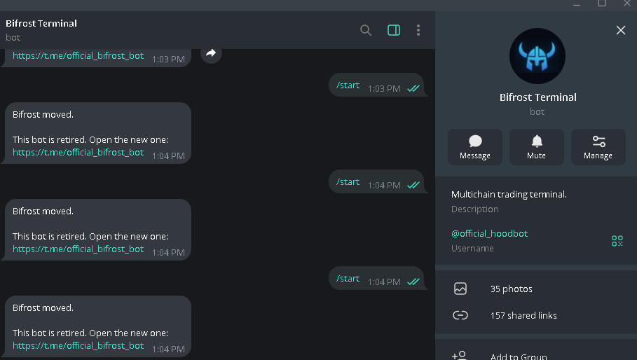 Bifrost_Trade's tweet photo. if you signed up when we were HoodBot the TG bot should forward you to the correct account now

https://t.co/xiePmAqVLN https://t.co/4ca8ts0Faf