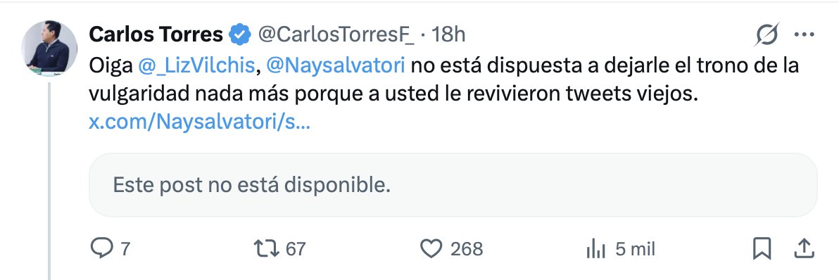 CarlosTorresF_'s tweet photo. Se lo dije, @Naysalvatori ya está borrando sus tweets viejos, afortunadamente les saqué captura de pantalla. https://t.co/Hyug0j23Zi