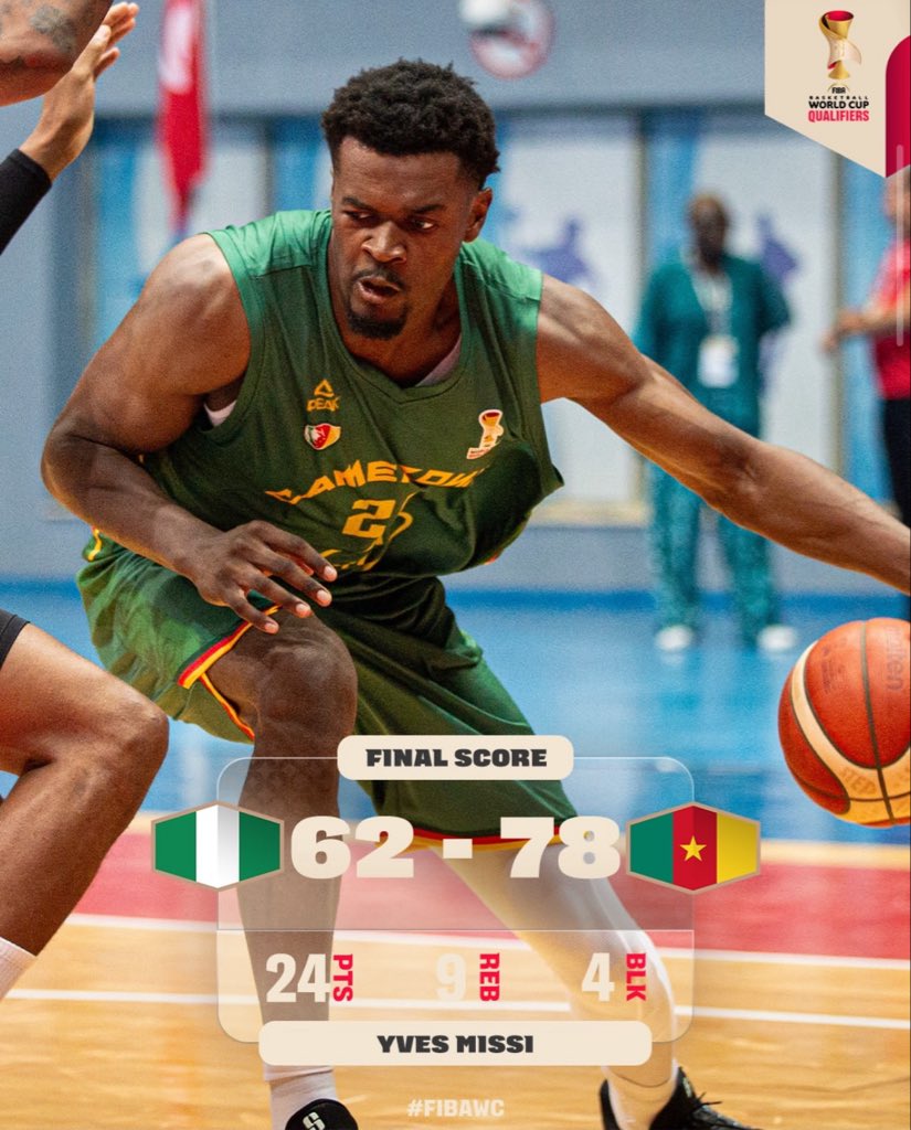 AllezLesLions's tweet photo. 🏀 Le Cameroun a largement dominé le Nigeria 78-62, aux éliminatoires de la Coupe du Monde de Basket. 

Yves Missi a terminé meilleur marqueur la partie avec 24 points et 9 rebonds. ⛹🏽🇨🇲 https://t.co/raQpT2BAnc