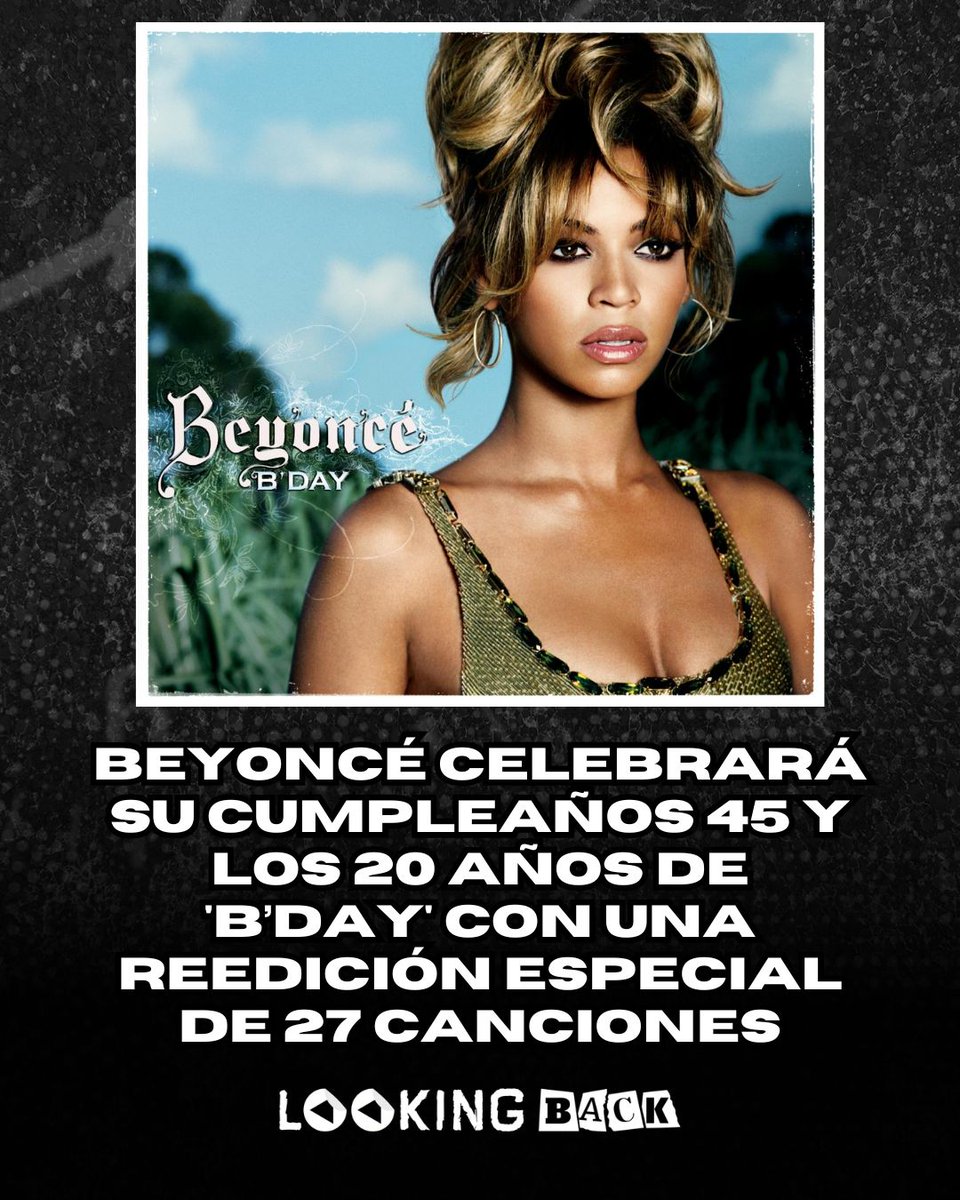 lookingback95's tweet photo. ¡Beyoncé celebra 20 años de 'B’Day'! 🐝🎉 El 4 de septiembre, en su cumpleaños 45, reeditara su álbum con 27 canciones: lados B, temas en español y la nueva "Morning Dew (Donk)". Disponible en vinilo "bayou blue". 💙✨ #Beyonce #BDay20 #BeyHive https://t.co/oJKEeVEFnp