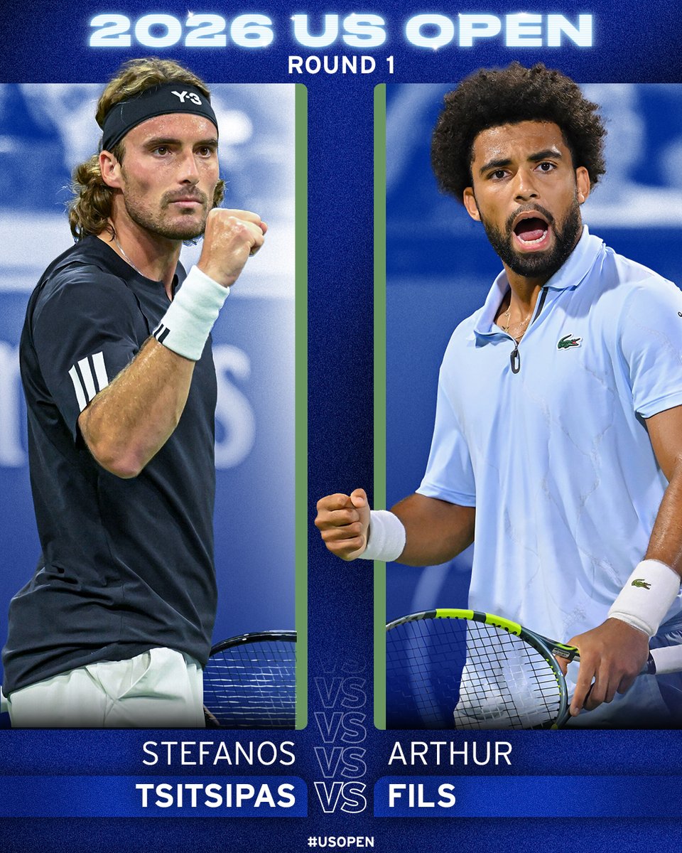 usopen's tweet photo. Arthur Fils arrives with momentum and meets Tsitsipas in R1! https://t.co/r1HjfDwOCG