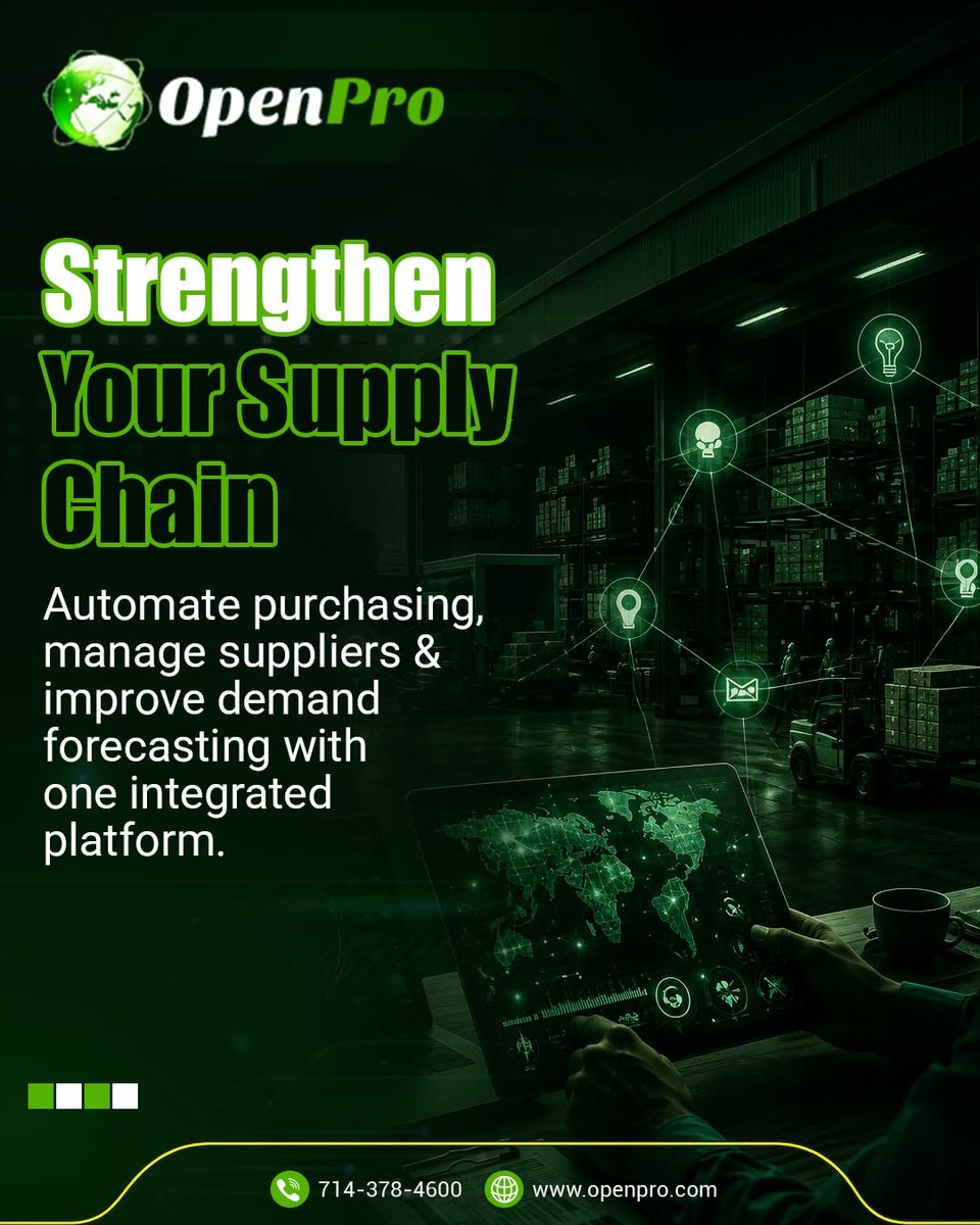 OpenPro_ERP's tweet photo. Managing  inventory, orders, warehouses, suppliers, and fulfillment across  disconnected systems can create costly inefficiencies and limit  visibility.
📷 Book a demo and discover what OpenPro can do for your business. https://t.co/YztpAMQR8J
