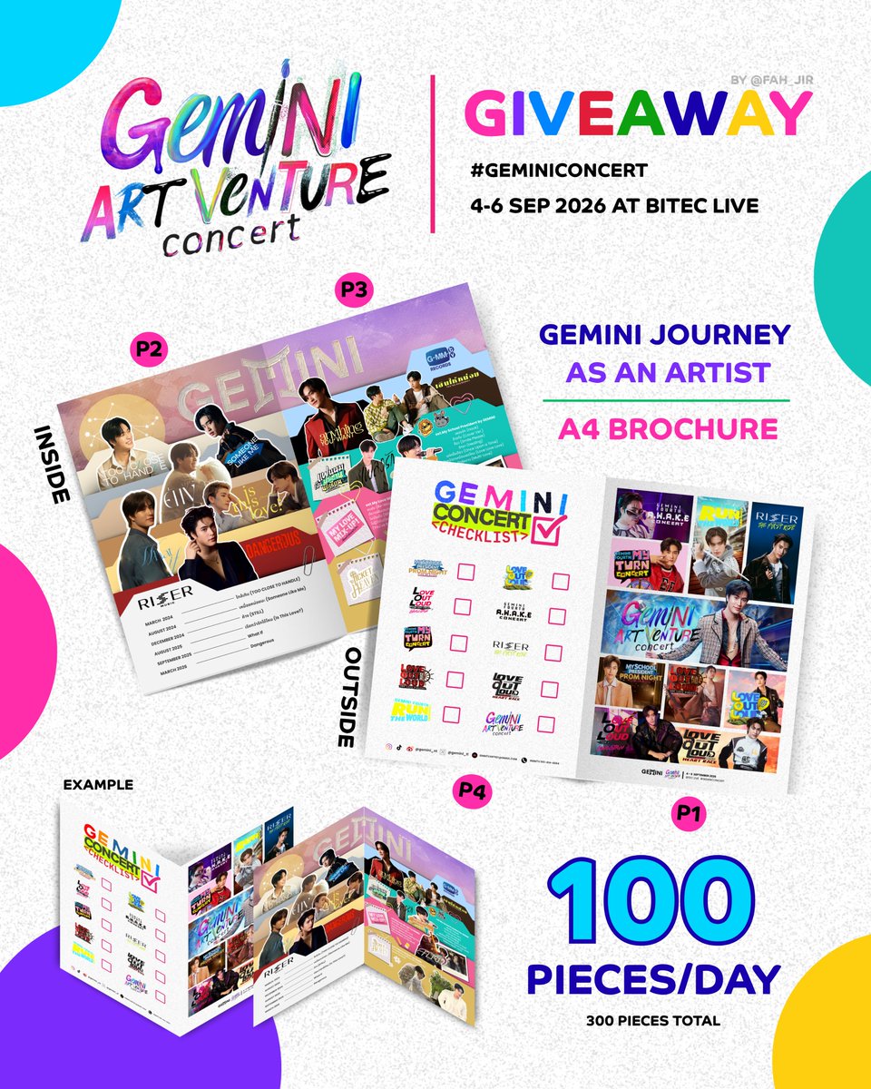 Fah_Jir's tweet photo. — ♡ Giveaway For #GeminiConcert 

✨𝑮𝒆𝒎𝒊𝒏𝒊 𝑱𝒐𝒖𝒓𝒏𝒆𝒚 𝒂𝒔 𝒂𝒏 𝑨𝒓𝒕𝒊𝒔𝒕 🎨
 
♡ แผ่นพับ ขนาด A4 พับครึ่ง 
♡ 4-6 SEP 2026 AT BITEC LIVE 
♡ 100 ชิ้น/วัน

อย่าลืมมารับกันน้าค้า 🙌💖

#Gemini_NT #เจมีไนน์  @gemini_ti https://t.co/7RbKXXmUaq