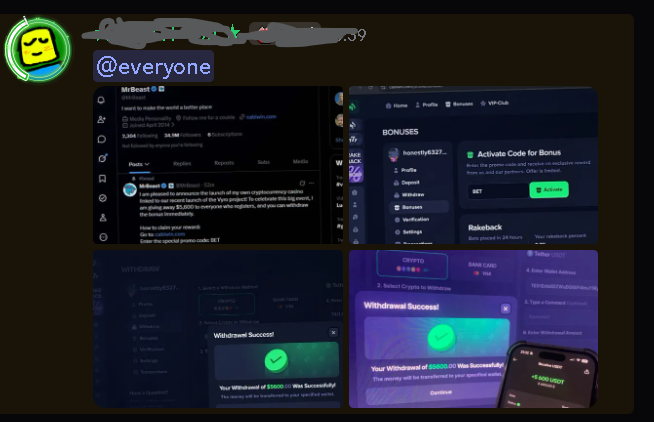 fan_splatoon389's tweet photo. By the way, it's that famous MrBeast scam—I'll leave a screenshot below (though we all know what I'm talking about). I've changed all my passwords; hopefully, nothing else happens. https://t.co/qPdp5APgNo