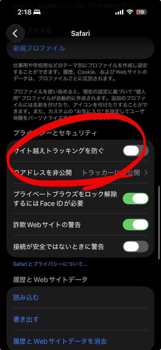 Legend525ofMAX's tweet photo. これのiPhone版が出たらしいから、やり方共有
①設定から「アプリ」→Safari→「サイト越えトラッキングを防ぐ」をOFFにする（写真1枚目）
②さらに下にある「詳細」から、「機能フラグ」を選択
③選択して「Web GL Draft Extensions」と「WebGL Timer Queries」をONにする
これで完了（写真2枚目） https://t.co/Ys5IDtDOah