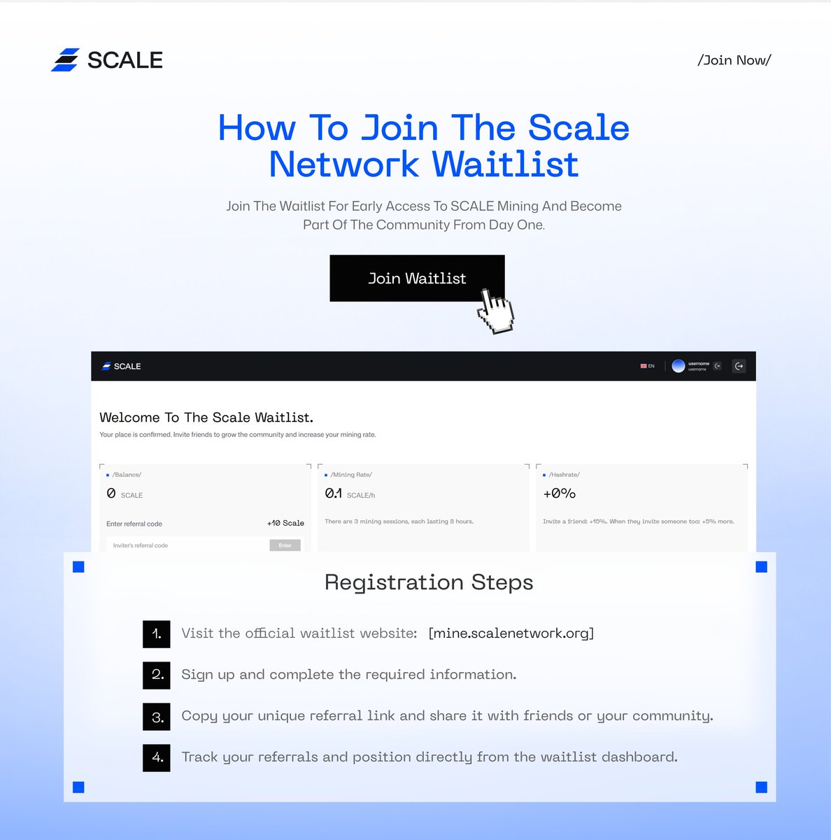ScaleNetworkAII's tweet photo. 📱 How to join the Scale Network Waitlist

1️⃣ Visit the official waitlist website: [Waitlist Link]

2️⃣ Sign up and complete the required information.

you are officially on the Scale Network Waitlist!

#ScaleAI #SCALE #ScaleNetwork #WaitlistWebsite #ComingSoon https://t.co/fRaBh9x2nv