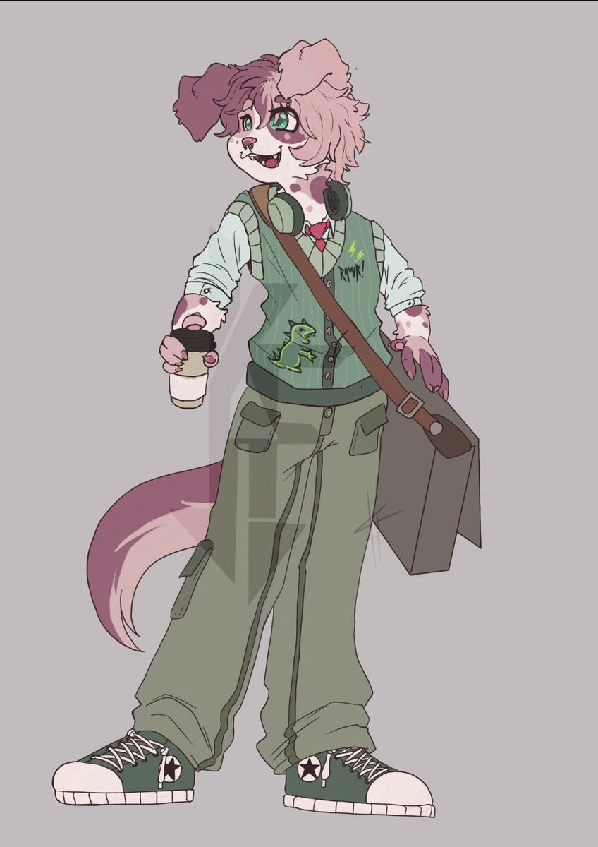 kellyfrogs's tweet photo. I #redesign an old design I randomly did back then. Got inspired a lot on the "soft boy" aesthetic to make him and I think the color I choose match a lot with it! And Idk, dinosaurs are sick. But I don't know how to name him... How would you call this gay man? X³ Maybe Oliver? https://t.co/RmPy4fu7zh