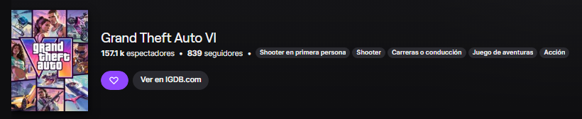 NotPaloIntel's tweet photo. Twitch ha agregado la Categoría de Grand Theft Auto VI oficialmente. https://t.co/Df9VqplcB8
