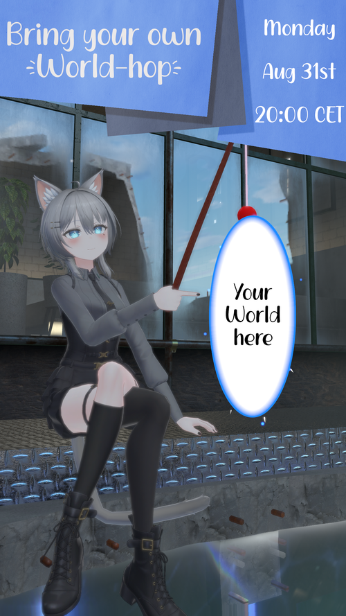 PixelSyncVRC's tweet photo. Got a favourite VRChat world that you’re itching to show off to more people? Now’s your chance to!
Join host NamelessFairy for Bring your own World-hop, happening next Monday, 31st August at 20:00 CEST!
More info at https://t.co/pArx9QfRJR 🌏
#VRChat #Group #Event https://t.co/E3JZuBcAGS