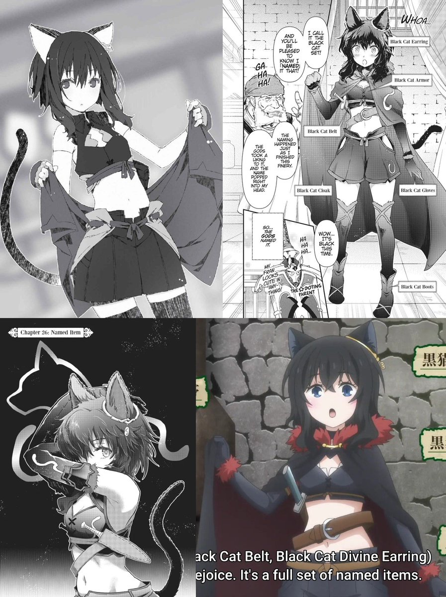 CatMakiplays's tweet photo. I just noticed I'm now over 700 followers! To celebrate I'm here to push the Fran agenda again before the 2nd anime season of Reincarnated as a Sword airs next month! Here's a fun fact, Fran's black cat outfit has different design elements across all three mediums! https://t.co/a1QmK2wpce