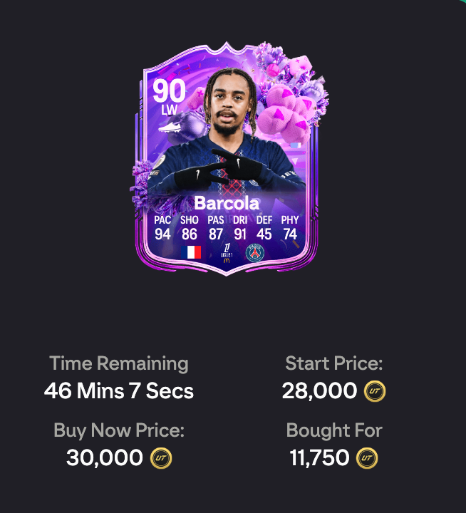 FutSnipeBot's tweet photo. quick flip ! visit elitefutbot for more easy 2x 3x #eafc27 #fc26 coin player filters https://t.co/hifkgHSQA2