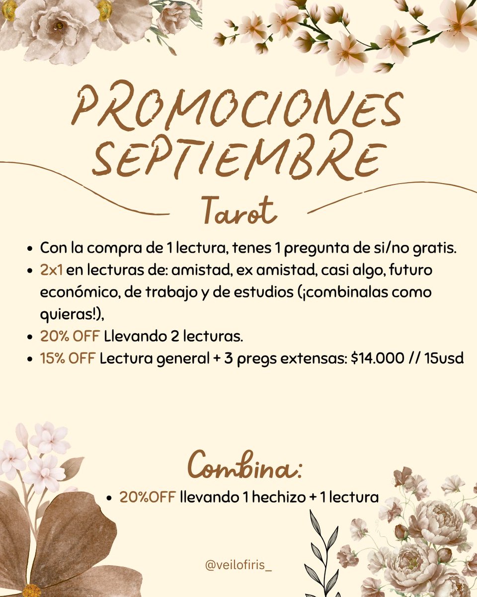 veilofiris_'s tweet photo. 🌼PROMOS DE SEPTIEMBRE💐
amo septiembre asi q les arme unas promos ideales! validas desde mañana en adelante 🫶🏻 https://t.co/bng4N3Ku9r