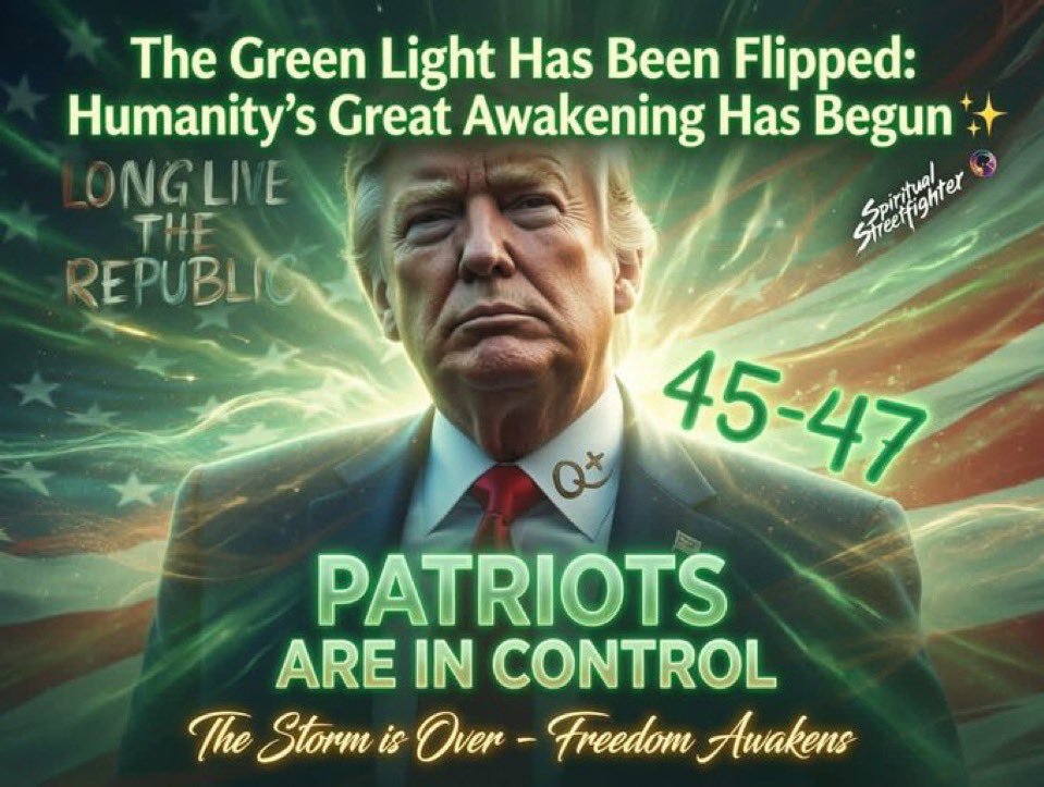 MelissaRe38575's tweet photo. THE GREEN LIGHT HAS BEEN LOGGED.
“IT’S TIME.” ⏰⏰⏰

President Trump has cleared the final operational frequency.
The Global Military Alliance is now officially in active motion.
The corporate mainstream media monopoly is scheduled for an imminent forced takeover.
#BarçaAthletic https://t.co/S6T8ntVcdu