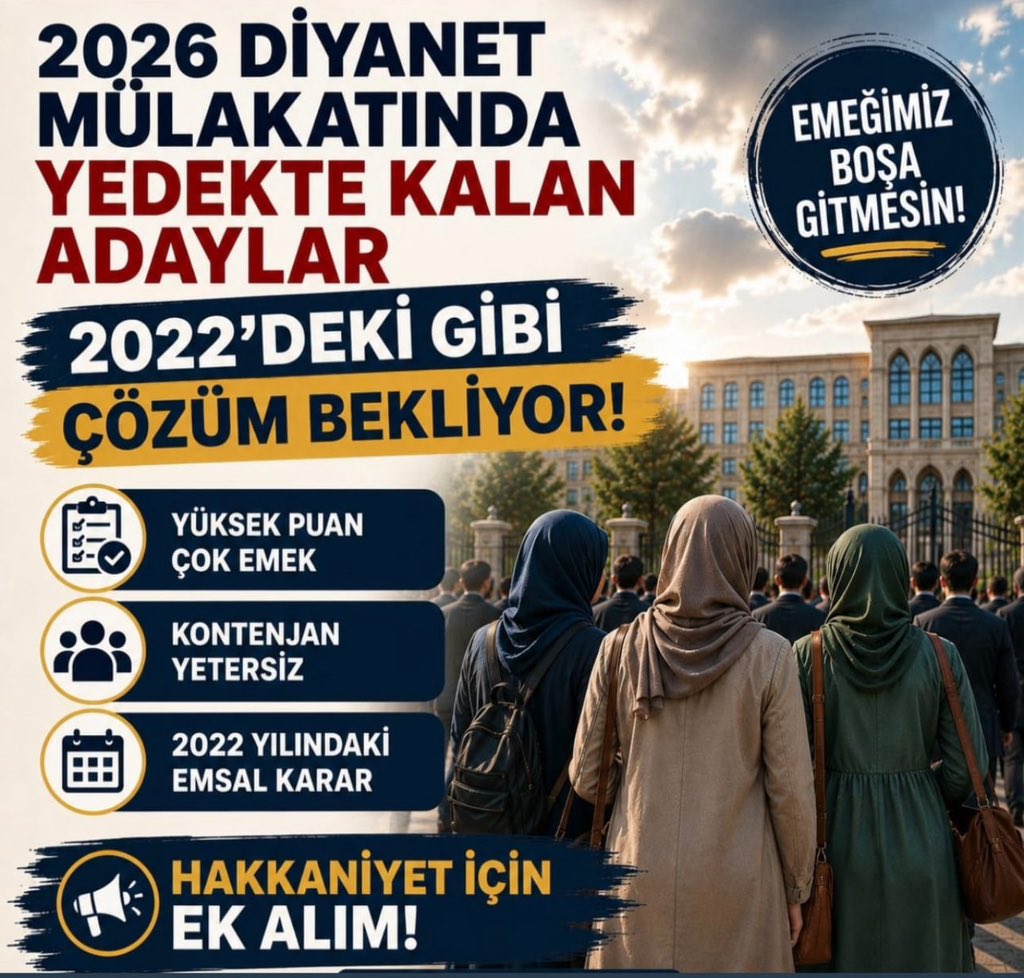 dibyedeklr's tweet photo. Gazetecilerimizden, sendika başkanlarımızdan, STK’larımızdan, milletvekillerimizden ve tüm duyarlı vatandaşlarımızdan etkinliğimizi paylaşarak sesimize ses olmalarını rica ediyoruz.

Bir paylaşımınız, 2500 küsür  yedek adayın umudu olabilir. 

#DiyanetYedeklerEkKontenjan https://t.co/clsufGt8Le