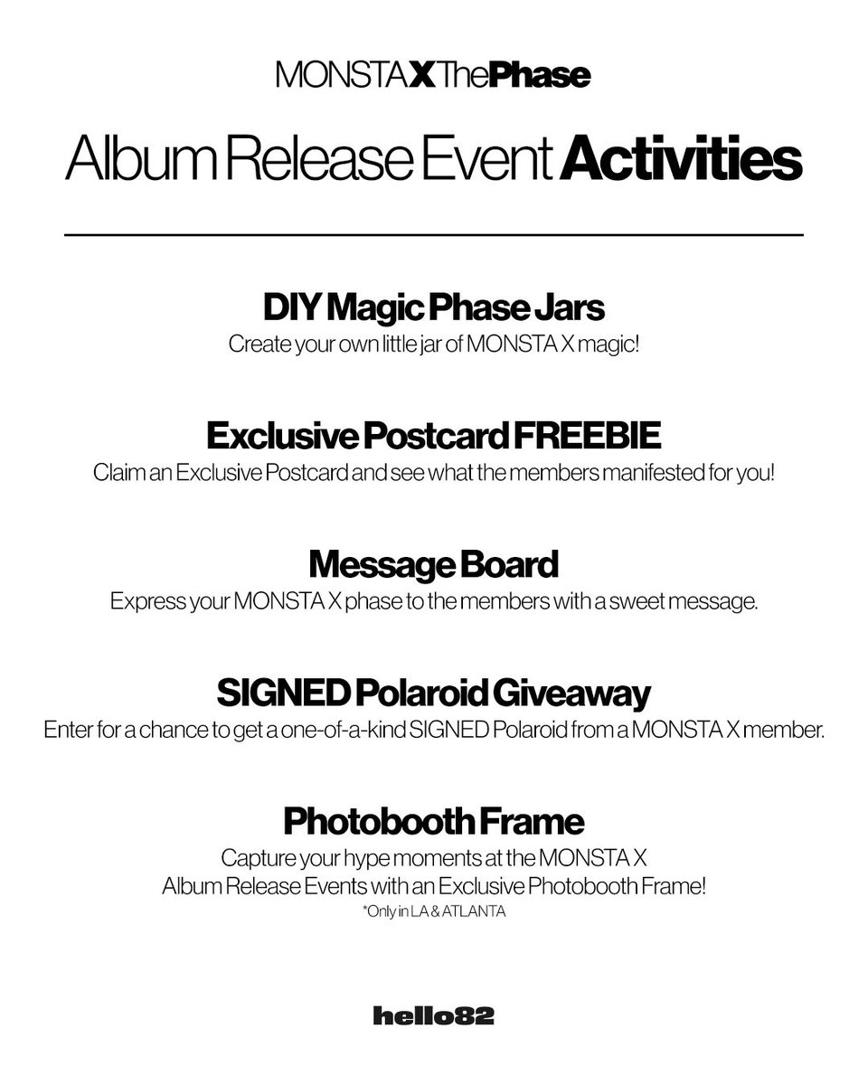 hello82official's tweet photo. Got an Electric Heart? ⚡️
Come put it to the test with all the fun MONSTA X Album Release Event Activities made for the hype!

🖤 9/4 - 9/6 | Event hours may differ

Find an Album Release Event near you ⬇️
🔗 https://t.co/gHNJij19gj

*hello82 BERLIN Album Release Event COMING SOON

@OfficialMONSTAX
#MONSTAX #몬스타엑스 #ThePhase #hello82